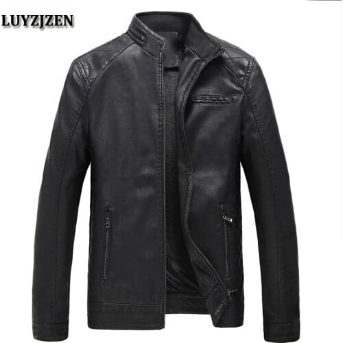 Autumn Winter Motorcycling pu Leather Jackets Faux Leather Jacket Mens Black Clothing Fashion Elastic Motorcycle Outerwear 304
