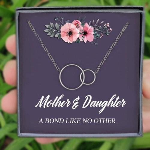 Daughter And MOM Necklace Gift Interlocking Circles Jewelry Mom & Daughter Friendship Necklace Mothers Day Gifts
