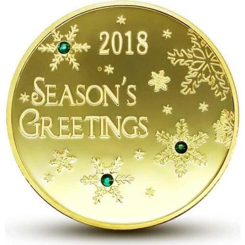 2018 Merry Christmas Commemorative Coin New Year Snowman Collection Gold Plate