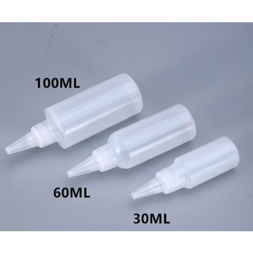 30ML 60ML 100ml dropper bottles Empty Liquid dispenser Oil,Glue,paint storage container soft PE material 10PCS/lot