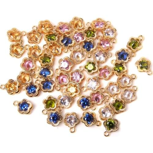 10 pcs Prehnite Quartz Flower Shape Pendant Blue Crystal Gold Statement Charm For DIY Making Jewelry Necklace Women Dropearings