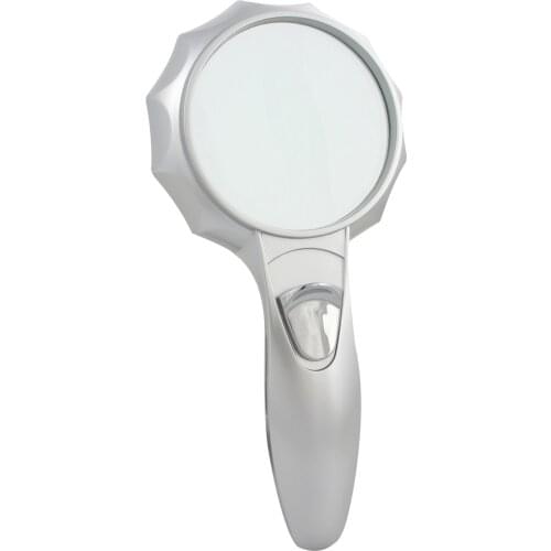 Portable 4X Zooming Handheld Illuminated Magnifier Pocket Magnifying Glass Jewelry Loupe Optical Lens Tool with 6 LED Lights