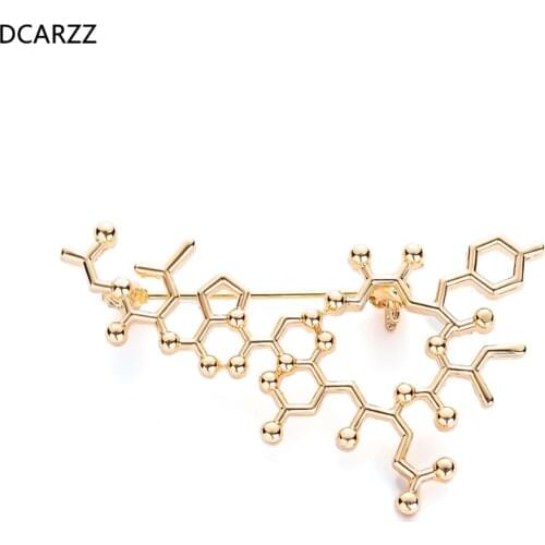 Silver Plated Oxytocin Molecule Pin Science Big Brooch Metal Badge Molecular Gift Science Nerd Gift Medical Jewelry Wholesale
