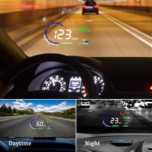 OHANEE Car HUD Head Up Display Projector OBDII Speed Warning Fuel Consumption A8 Universal 5.5 Inch Automobile Car Alarm System