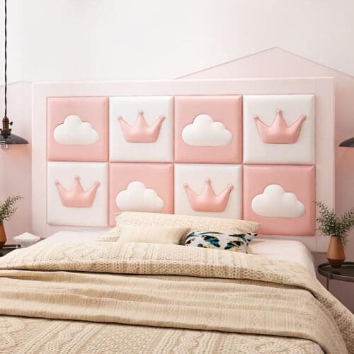 Self-adhesive Headboard Bed Decor Soft Pack Wall Stickers Kids Bedroom Tatami Anticollision Wall Decoration Wall Bedside Art