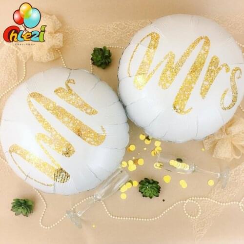 10pcs 18inch Mr Mrs white Foil balloons for Wedding Party Bridal Bride to be Engaged Party Air Globos Wedding Ballons decoration