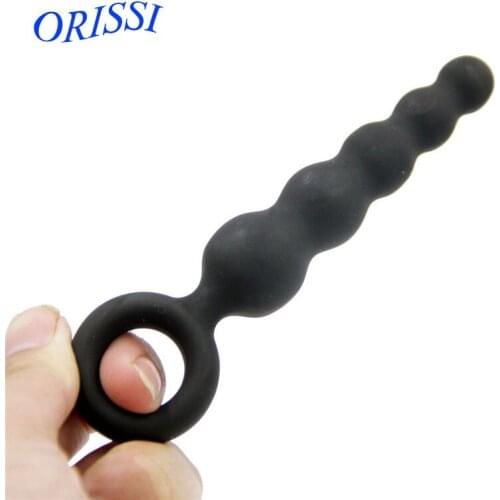 ORISSI G-spot Stimulation Silicone Pull Beads Power Sucker Anal Plug Anal Sex Toys For Men Gay Woman Butt Plug Dildo