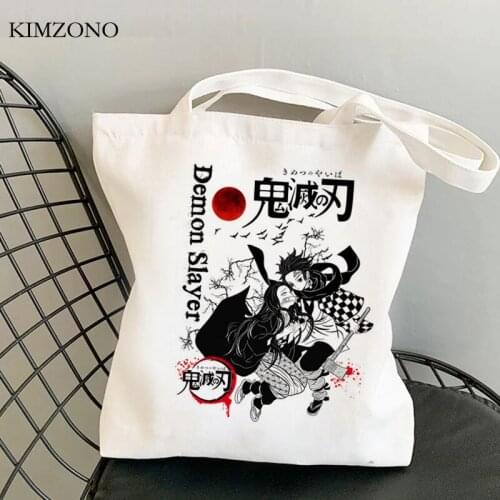 Demon Slayer Kimetsu No Yaiba shopping bag jute bag cotton bolso shopper bag boodschappentas bolsas ecologicas sacola foldable