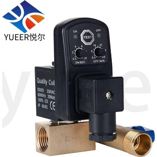 Conjoined Type DN15 Brass Direct-acting 24V DC Water Drain Timer Solenoid Valve