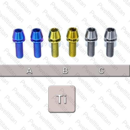 Titanium Ti M6x 18 20mm Bolts Taper Hex Head with Washers for MTB Bicycle Stems Handlebar 6pcs/Lot