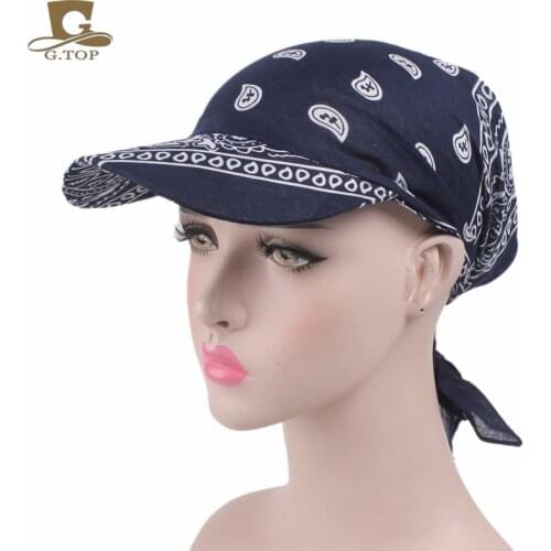 Unisex paisley Visor Pre Fitted Bandana Hat outdoor sun bandans cap Head Scarf bandit turban cap