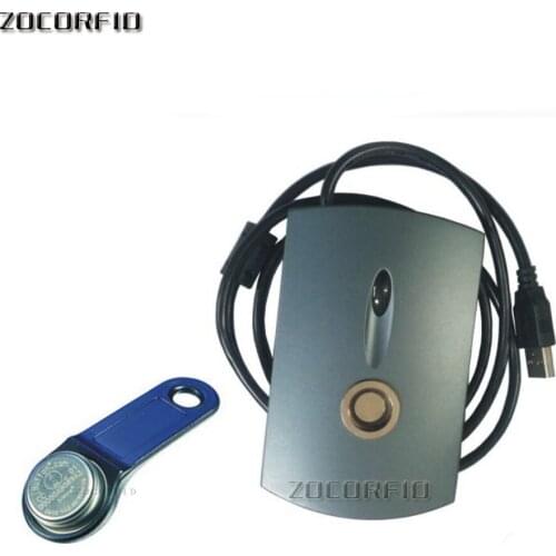 DS1990A TM iButton Reader USB Plug and Play Reader +2pcs TM1990A-F5 Key Cards