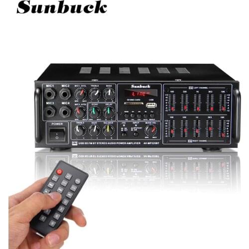 SUNBUCK 2000W 110-240V bluetooth Power Amplifier System Sound Audio Stereo Receiver Support 4 Way Microphone 2 Channel AMP FM SD