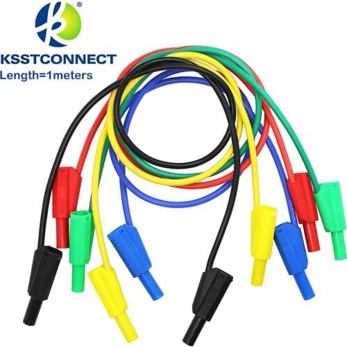 TL401 5pcs 1.0meter High Quality 13AWG flexible silicone test leads 4mm Safety shrouded stackable banana plug