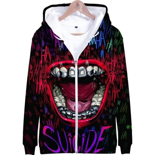 Funny HAHA Joker Zipper Hoodies Mens Halloween Crazy Smile Hoodie Sweatshirts Men/Women HAHA Joker Hoody Zip-up Jacket Oversized