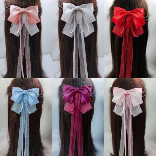 1pcs Ancient Costume Womens Ribbon Bowknot Hair Clip Ribbon Hairpin Hair Accessories Decor Cosplay Prop Women Girl Gift