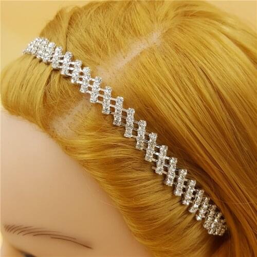 Women sparkly Rhinestone elastic Headband vintage Hairband Headdress Hair Band Accessories wedding bride