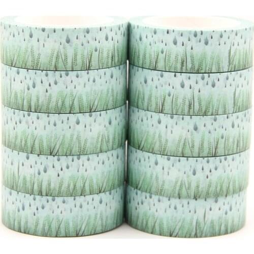 10PCS/lot 15MM*10M Solar Term Valley Rain Grass washi tape Masking Tapes Decorative Stickers DIY Stationery School Supply