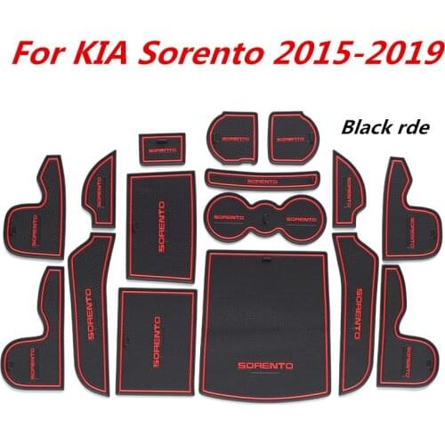 3D Rubber Mat Door Slot Pad Cup Cushion Groove Mat Lnterior Anti Slip Mat For KIA Sorento 2015-2019 Sorento Prime UM MK3 Stickes