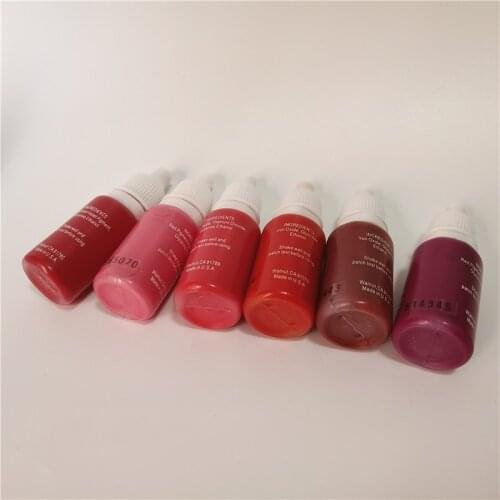 6pcs tattoo ink 15ml 1/2oz cosmetic manual pigment 3d lip dark red pink colors permanent makeup lips micropigment