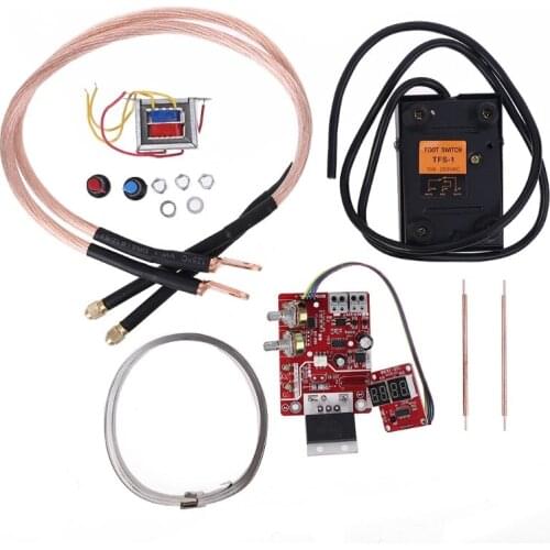 Battery spot welding machine digital display control board 100A with spot welding pen, 9V transformer, metal foot pedal