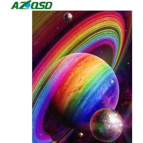 AZQSD 5D Diy Diamond Painting Rainbow Planet Full Square/round Drill Diamond Embroidery Landscape Mosaic Cross Stitch Decors