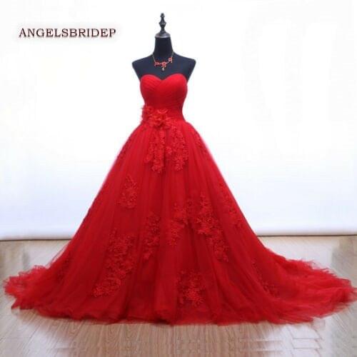 ANGELSBRIDEP Sweetheart Prom Dresses Abendkleider Formal Applique Court Train Vestidos de festa Celebrity Gowns