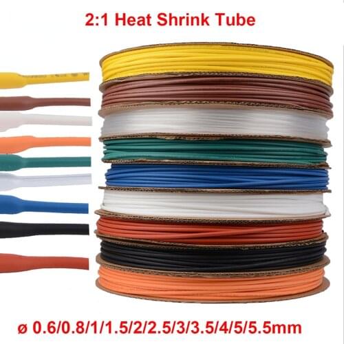10meter 2:1 Colorful Heat Shrink Tube ø 0.6/0.8/1/1.5/2/2.5/3/3.5/4/5/5.5mm Heatshrink Tubing Wire Cable Insulation Sleeving