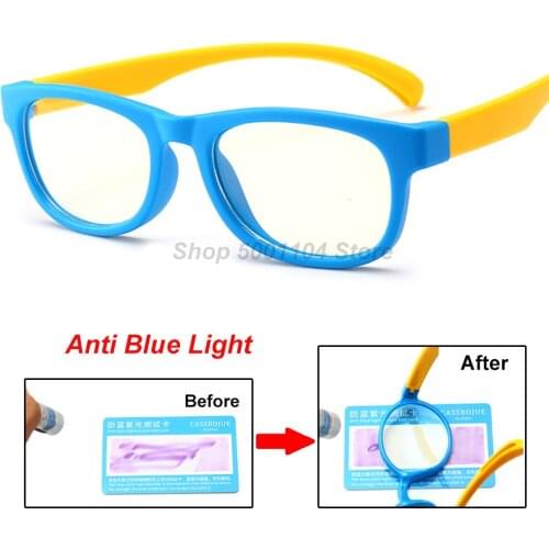 B815 Blue Light Glasses Kids Fashion Boy Girls Blocking Computer Clear Transparent Eyeglasses Optical TR90 Frame UV400
