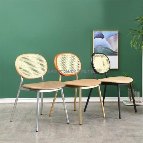 Designer rattan dining chair home simple creative backrest makeup chair nordic retro homestay casual restaurant chair