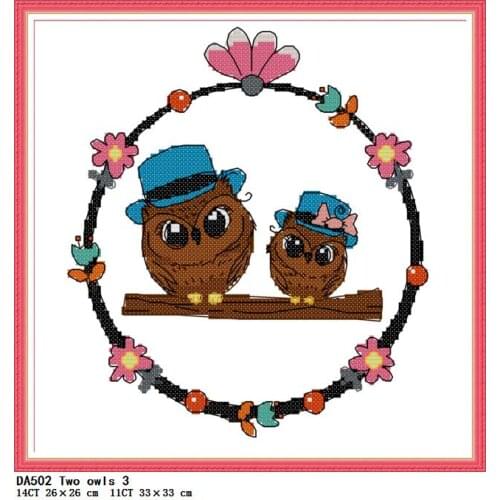 Two owls cross stitch kit cute cartoon animal pattern DIY embroidery set 11CT14CT needlework sewing kit home decoration painting