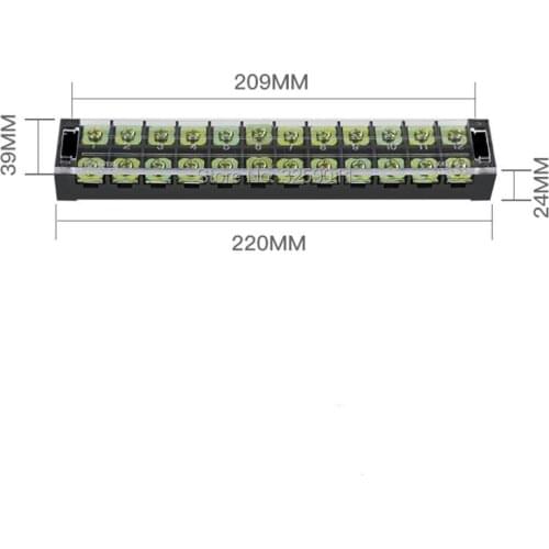 1PCS TB-4512 TB45A12P Suyep 12 Positions Dual Rows 600V 45A Wire Barrier Block Terminal Strip copper