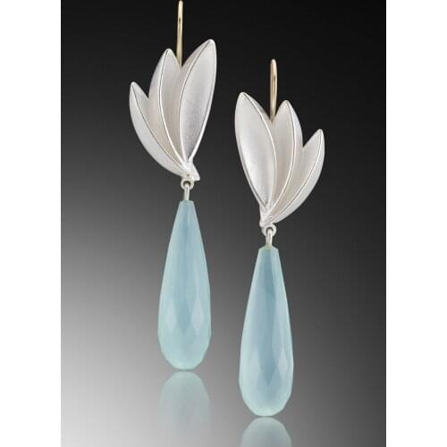 Ethnic Nepal Jewelry Fashion Elegant Paradise Bird Drop Chalcedony Crystal Earrings Popular Party Exaggerated Long Earrings