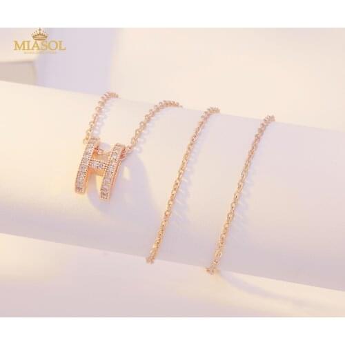 Exquisite Ladies Necklace 2021 Letter H Copper Pendant Miasol Brand Gift Elegant Fashion Jewelry For Rose Gold Girlfriend