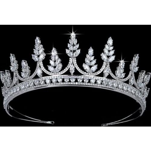 Crown HADIYANA Trendy Leaf Shaped Gracefu Women Wedding Bride Hair Accessories Luxury Jewelry Cubic Zirconia BC5691 Tocado Novia