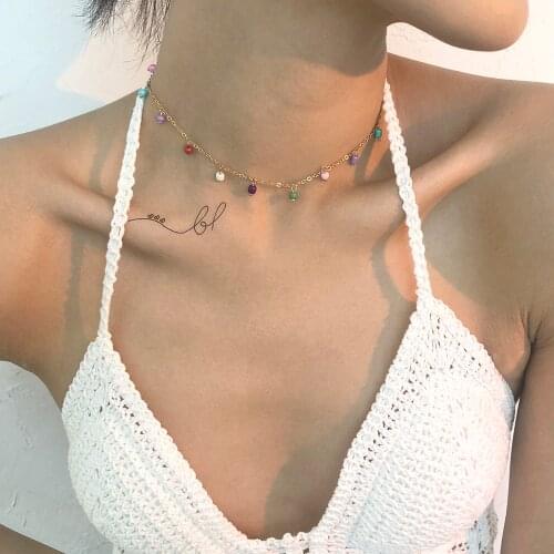 Lalynnly Sweet Bohemian Handmade Necklaces Gold Chain Choker Necklace For Women Popular Neck Jewelry Accesory N8976