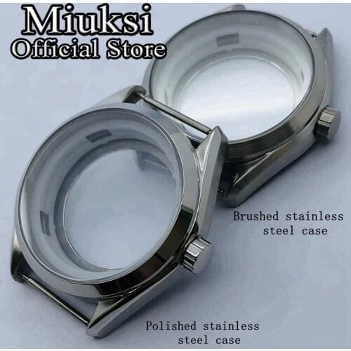 Miuksi 41mm silver case sapphire glass watch case fit NH35 NH36 ETA 2836 Miyota 8205 8215 821A Mingzhu DG 2813 3804 movement