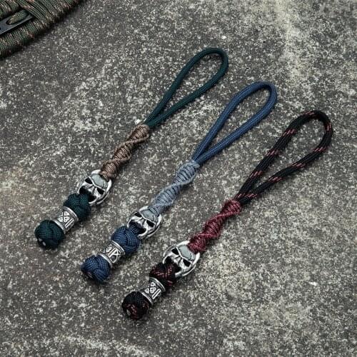 MKENDN Paracord Lanyard Keychain Strap Key Fob EDC Knife Flashlight Compass Lanyard Skull 550 Parachute Cord Accessories Zipper