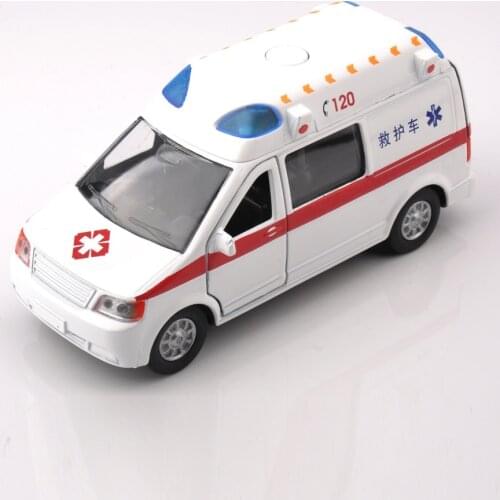 Alloy Toys 1/32 Ambulance Medical Vehicles Model with Light and Sound Diecast Car For Kids Toys Gifts