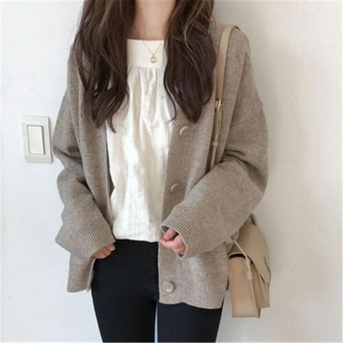 Fashion Knitted Cardigan Women Coat Solid 2020 Spring Fashion V Neck Long Sleeve Korean Style Sweater Coat Tops Ladies ZY5087