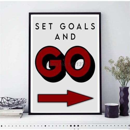 Set Goals And Go Poster Success Motivational Quote Office Room Minimalist Art Painting All Picture Print Living Room Decor