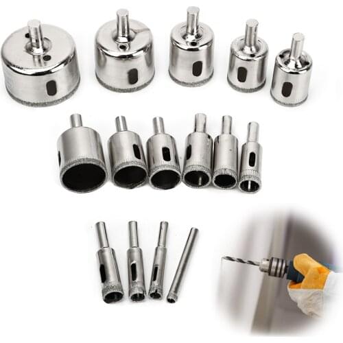 DIYWORK Cut Tools 15 Pcs/set 6mm-50mm Drilling Bits Marble Glass Ceramic Hole Saw Diamond Coated Drill Bit Set