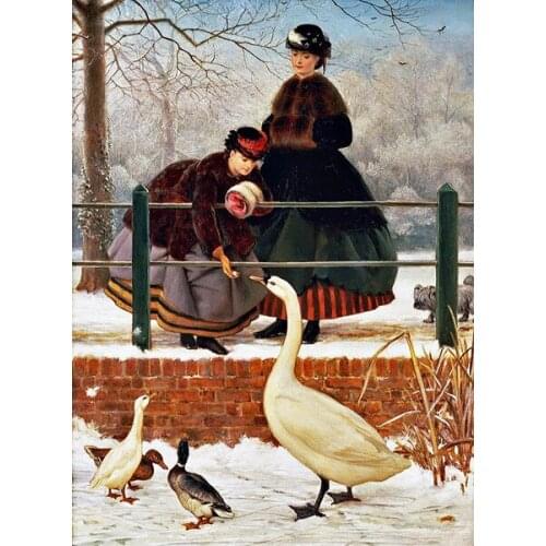 New Diamond mosaic full diamond embroidery beads snow Goose family Woman scenic diamonds cross stitch painting inlay handwork