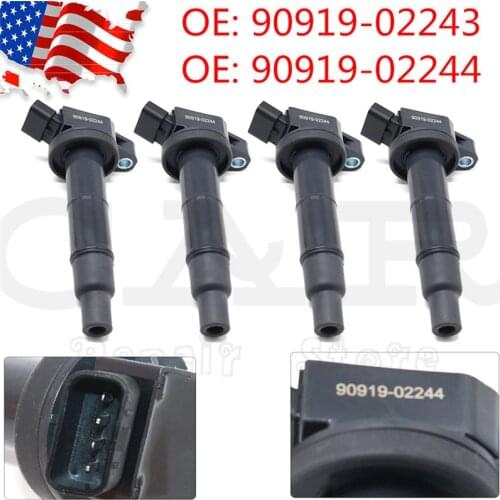 4PCS New Ignition Coil 90919-02244 90919-02243 For Toyota Camry Highlander RAV4 for Lexus Scion 2.4L 9091902244 9091902243 UF494