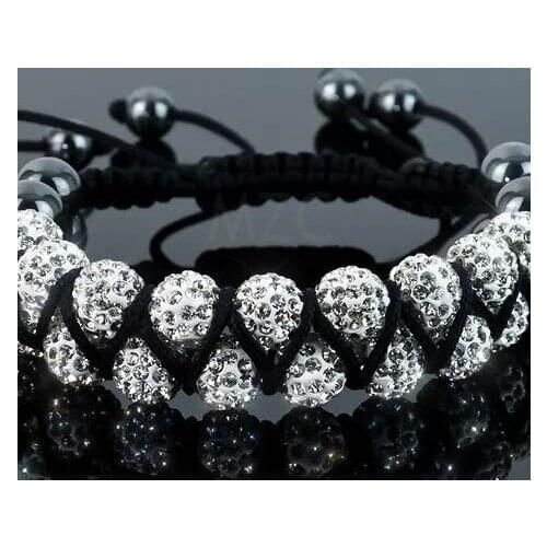 Fgh34yle 10mm Two row best cheap Hot White disco Ball Beads Bangles VSD Bracelet jewelry Christmas Gift crystal