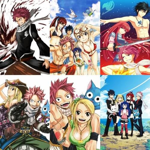 Fairy Tail Cartoon Anime Poster Wall Art Canvas Painting Posters and Prints Children Room Decor Pictures for Home Decoration