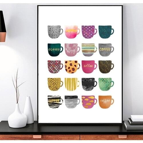 Multi Colors Cups Canvas Paintings Modern Nordic Wall Art Posters Prints for Kitchen Dining Room Home Decor