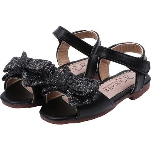 Kids Toddler Baby Shoes Summer Childrens Butterfly-knot Princess New Beach Sandals Little Girls Open Toe Bow-knot Leather Flats