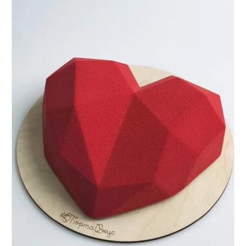 SHENHONG 3D Diamond Love Heart Dessert Cake Mould Pop Silicone Art Mold 3D Mousse Baking Pastry Silikonowe Moule Decoration