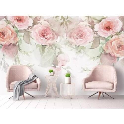 Modern Rose Flowers Watercolor Hand-painted Murals Wallpaper Living Room Bedroom Pastoral Background Wall Painting 3D Wall Paper